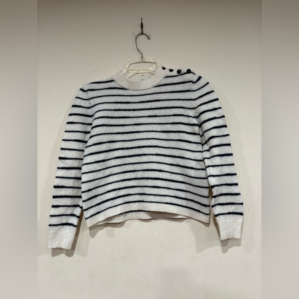 Rag & Bone Striped Lambswool Sam Sweater Pullover Ivory Navy Size Small